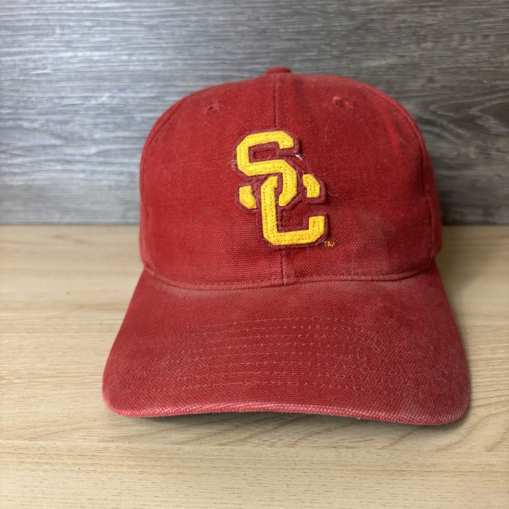 Vintage USC Trojans Hat Cap Strap Back Red Yellow NCAA Football Nike College